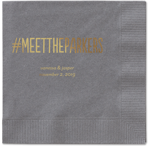 Adorable Couple Napkins, Yellow, Pewter, Gold