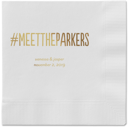 Adorable Couple Napkins, Yellow, White, Gold