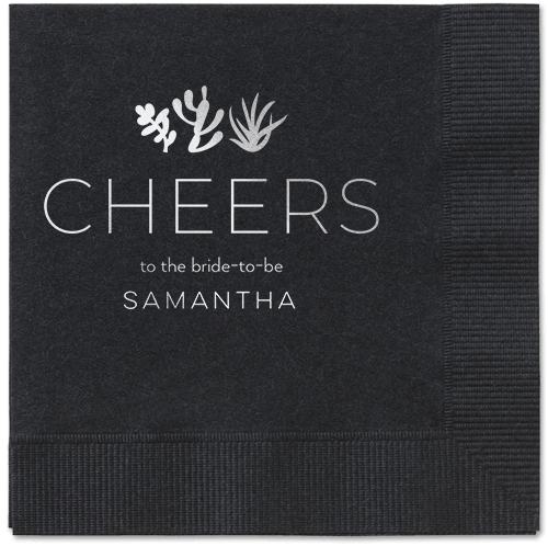 Desert Greenery Napkin, Grey, Black