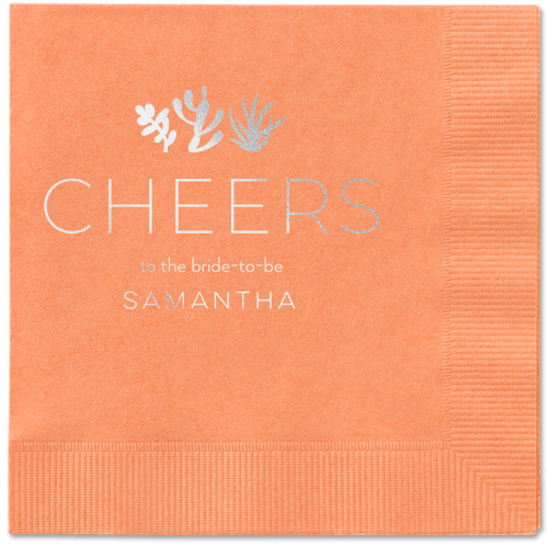 Desert Greenery Napkin, Grey, Coral, silver