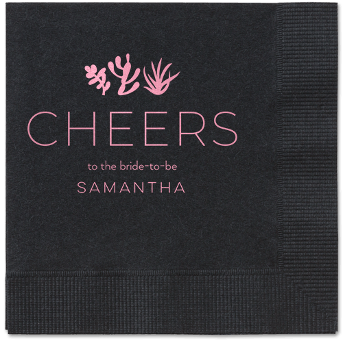 Desert Greenery Napkin, Pink, Black