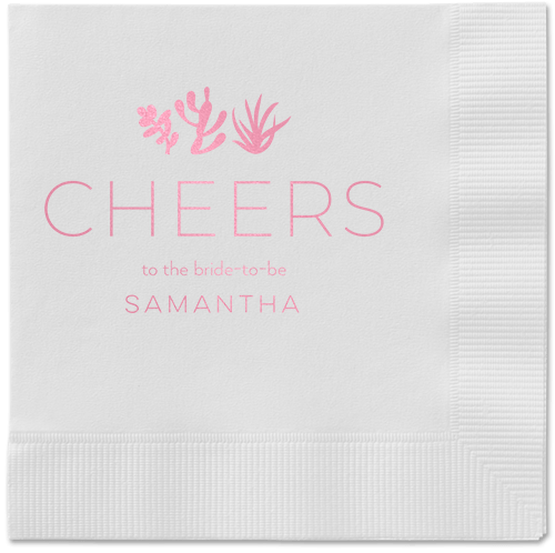 Desert Greenery Napkin, Pink, White, blush