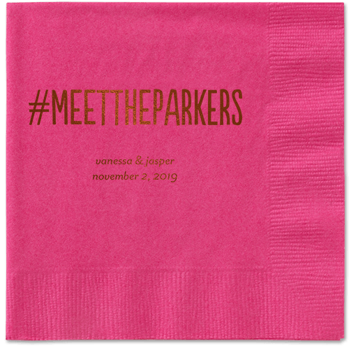 Adorable Couple Napkins, Brown, Magenta