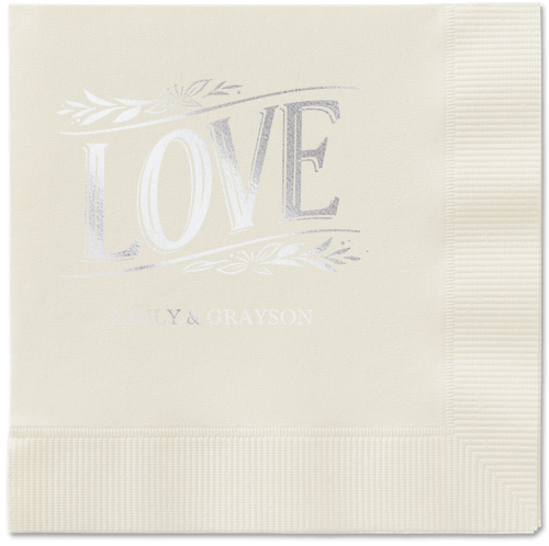 Ornamented Petals Napkin, Grey, Ecru, silver