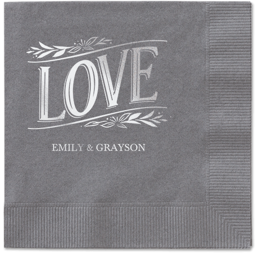 Ornamented Petals Napkin, Grey, Pewter