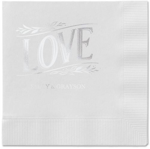 Ornamented Petals Napkin, Grey, White