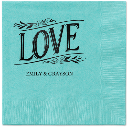 Ornamented Petals Napkin, Black, Aqua, black