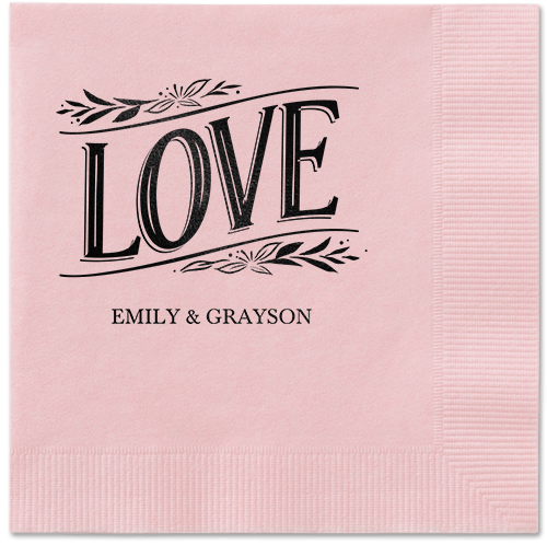 Ornamented Petals Napkin, Black, Blush, black