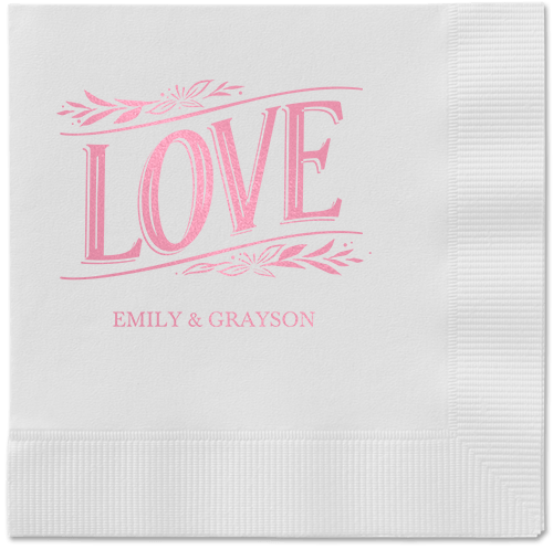 Ornamented Petals Napkin, Pink, White, blush