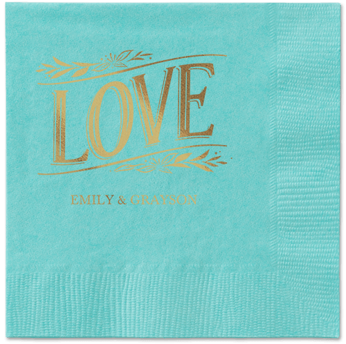 Ornamented Petals Napkin, Yellow, Aqua