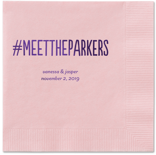 Adorable Couple Napkins, Purple, Blush, Purple