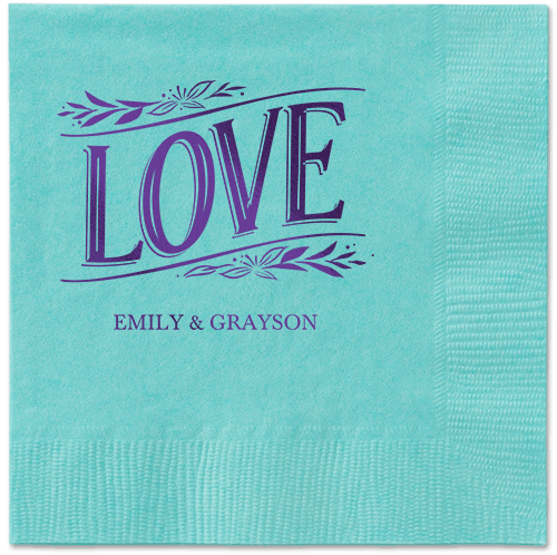 Ornamented Petals Napkin, Purple, Aqua, purple