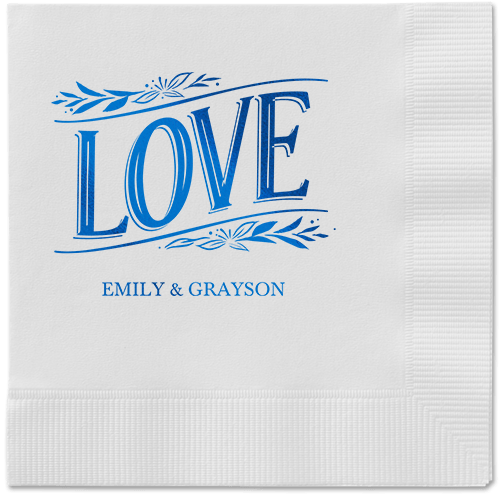 Ornamented Petals Napkin, Blue, White, royal