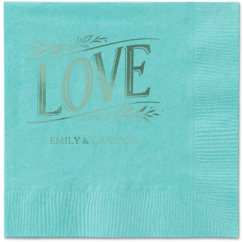 Ornamented Petals Napkin, Green, Aqua