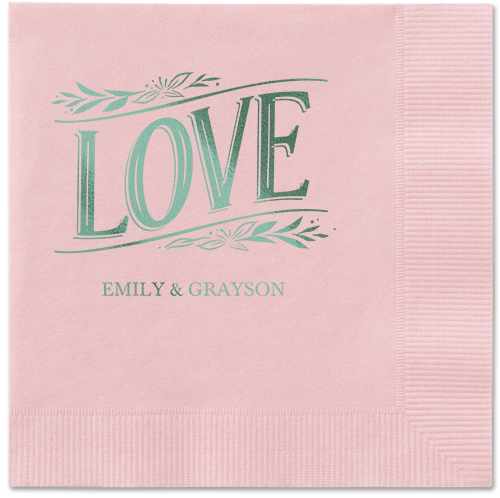 Ornamented Petals Napkin, Green, Blush, sage