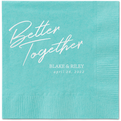 Improved Together Napkin, White, Aqua