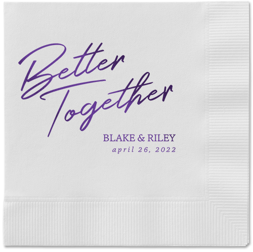 Improved Together Napkin, Purple, White, purple