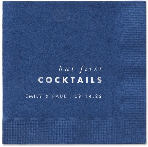 But First Napkin, Grey, Navy, silver