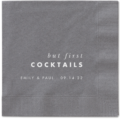 But First Napkin, White, Pewter
