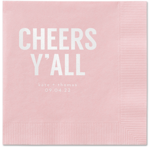 Cheers Yall Napkin, White, Blush, white