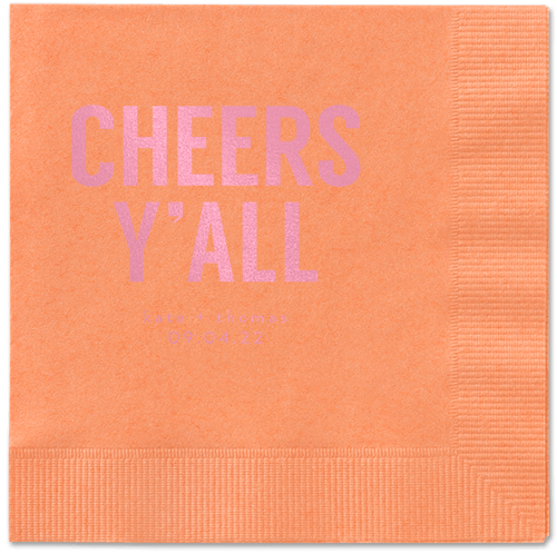 Cheers Yall Napkin, Pink, Coral, blush