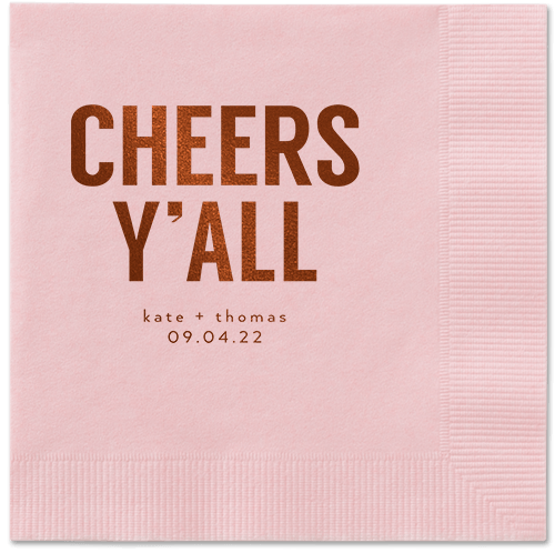 Cheers Yall Napkin, Brown, Blush