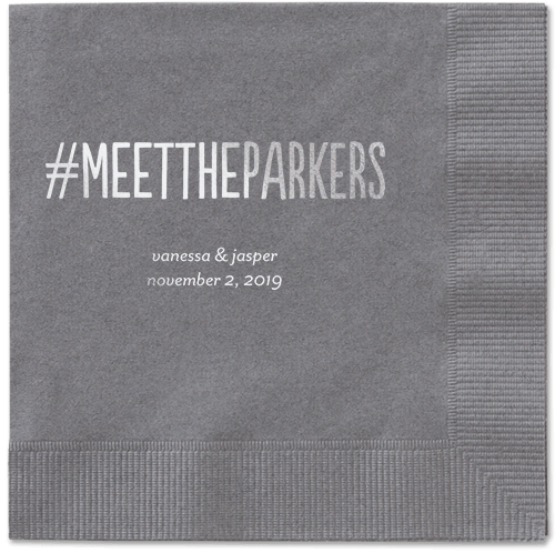 Adorable Couple Napkins, Grey, Pewter, Silver