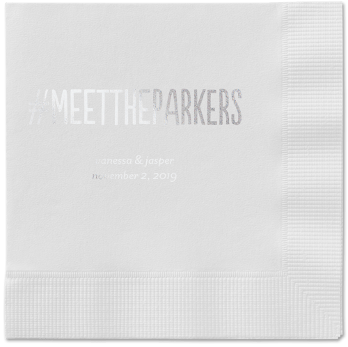 Adorable Couple Napkins, Grey, White, Silver