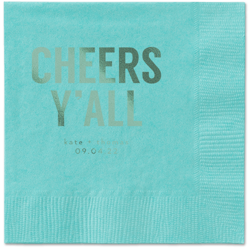 Cheers Yall Napkin, Green, Aqua, sage
