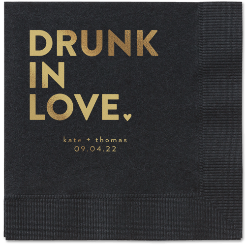 Drunk in Love Napkin, Yellow, Black