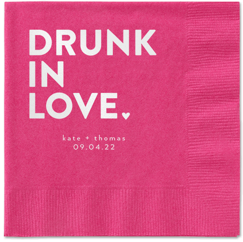 Drunk in Love Napkin, White, Magenta