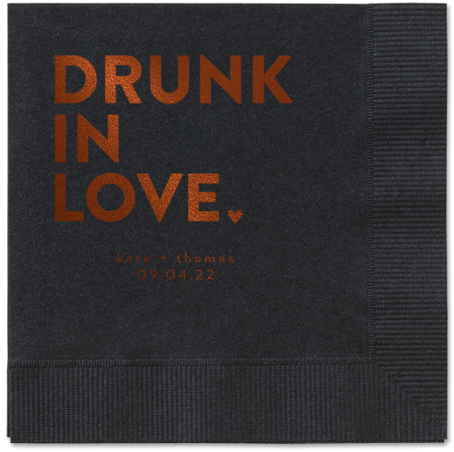 Drunk in Love Napkin, Brown, Black, mocha