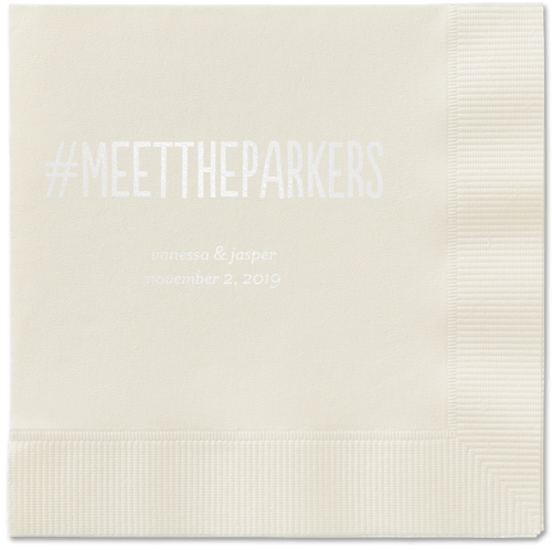 Adorable Couple Napkins, White, Ecru