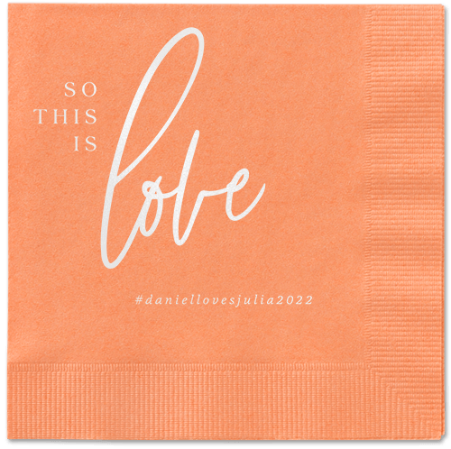 So This Is Love Napkin, White, Coral