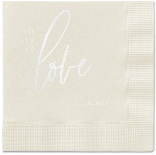 So This Is Love Napkin, White, Ecru, white