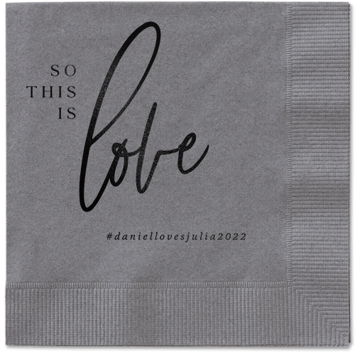 So This Is Love Napkin, Black, Pewter