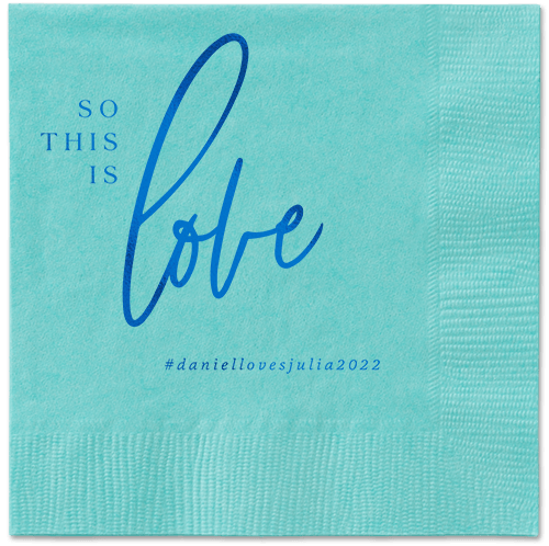 So This Is Love Napkin, Blue, Aqua, royal