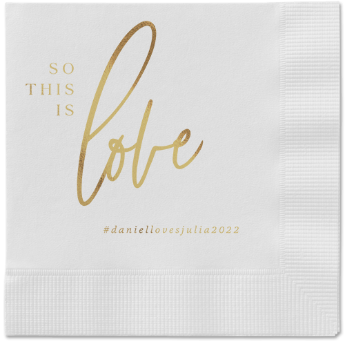 So This Is Love Napkin, Yellow, White, gold