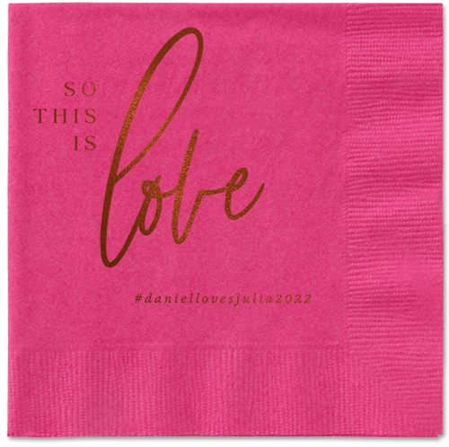 So This Is Love Napkin, Brown, Magenta