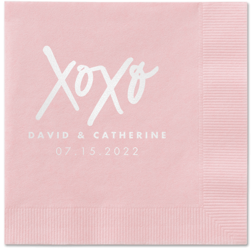 Embrace and Kiss Napkin, White, Blush