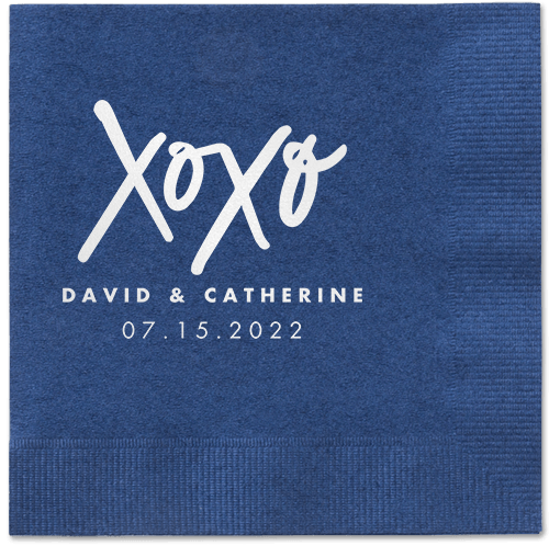 Embrace and Kiss Napkin, White, Navy, white