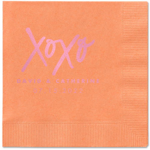 Embrace and Kiss Napkin, Pink, Coral