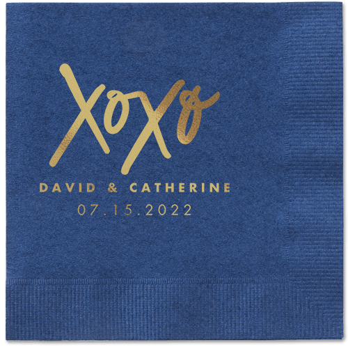 Embrace and Kiss Napkin, Yellow, Navy, gold