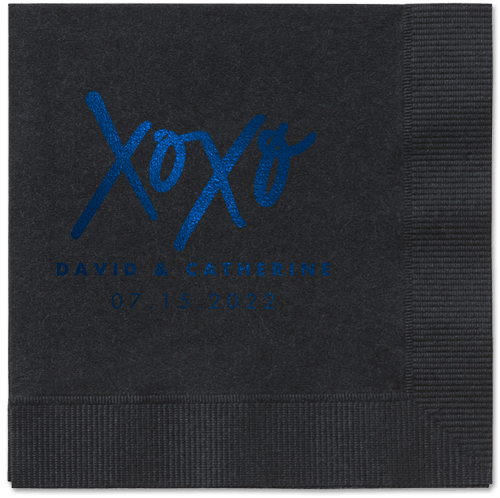 Embrace and Kiss Napkin, Blue, Black, midnight