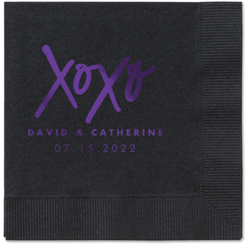 Embrace and Kiss Napkin, Purple, Black, purple