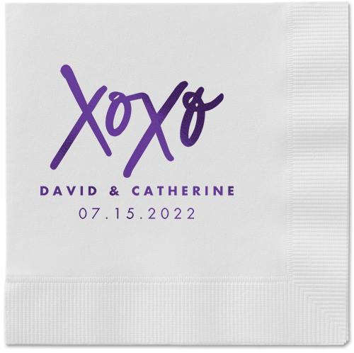 Embrace and Kiss Napkin, Purple, White, purple