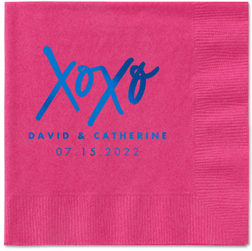 Embrace and Kiss Napkin, Blue, Magenta