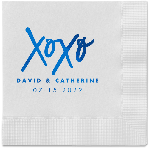 Embrace and Kiss Napkin, Blue, White, royal