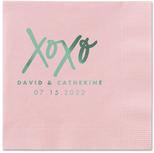 Embrace and Kiss Napkin, Green, Blush, sage