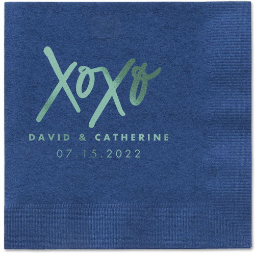 Embrace and Kiss Napkin, Green, Navy, sage